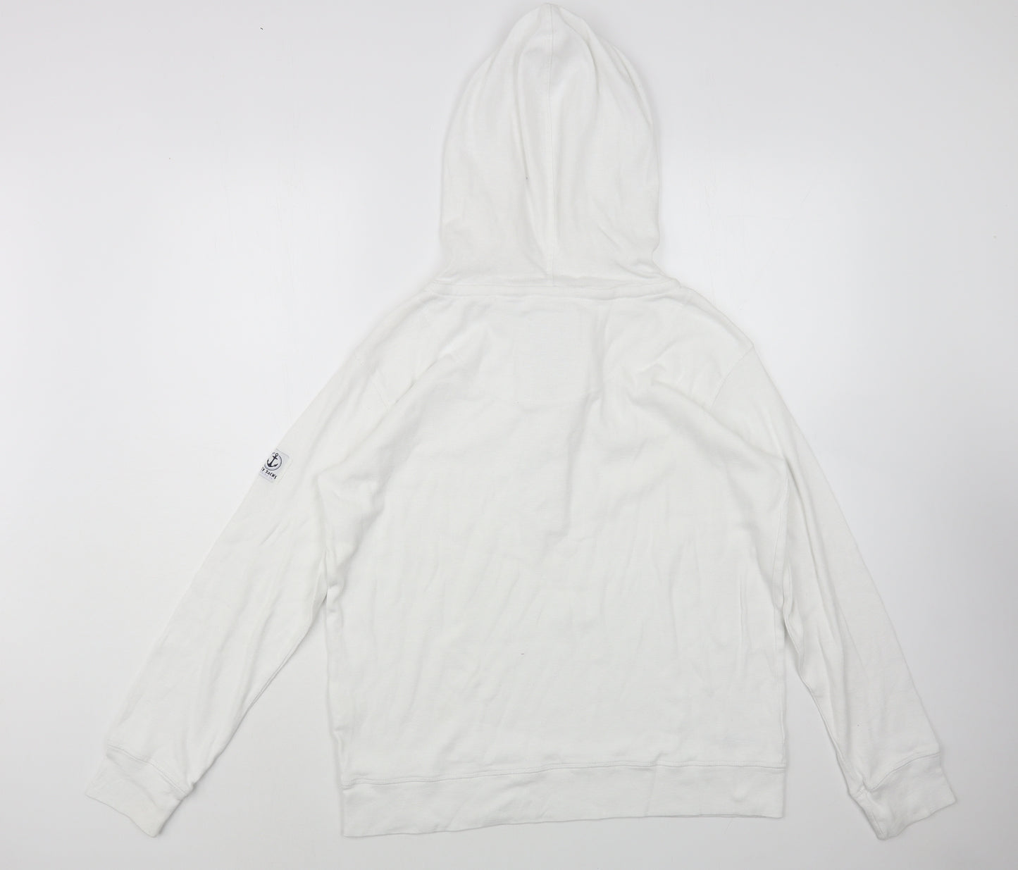 Lazy Jacks Womens White  Cotton Pullover Hoodie Size 12  Button