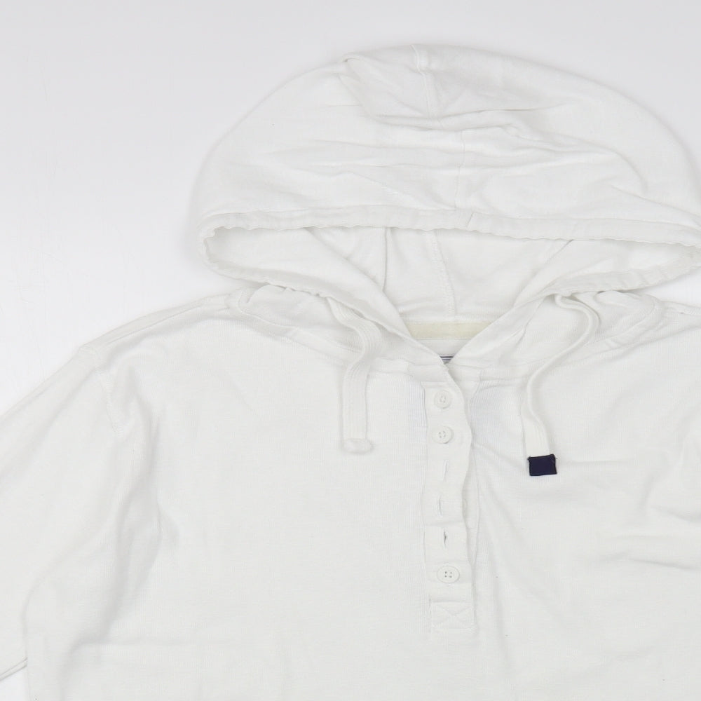 Lazy Jacks Womens White  Cotton Pullover Hoodie Size 12  Button
