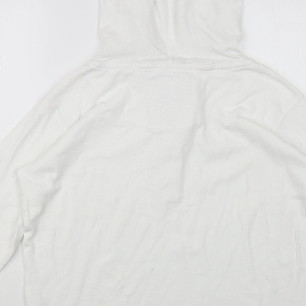 Lazy Jacks Womens White  Cotton Pullover Hoodie Size 12  Button