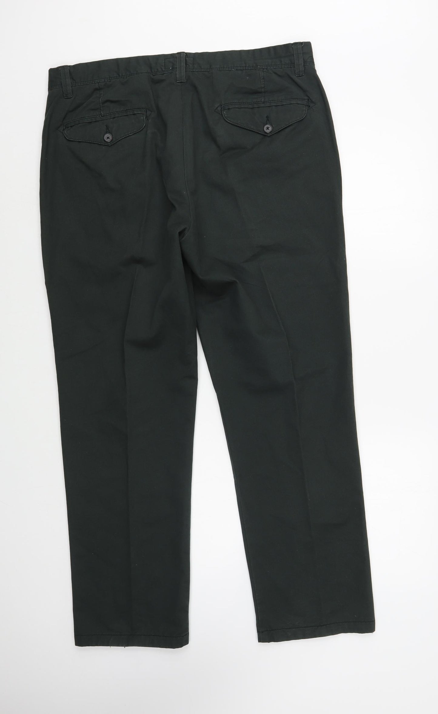 TU Mens Green  Cotton Chino Trousers Size 36 in L30 in Regular Button