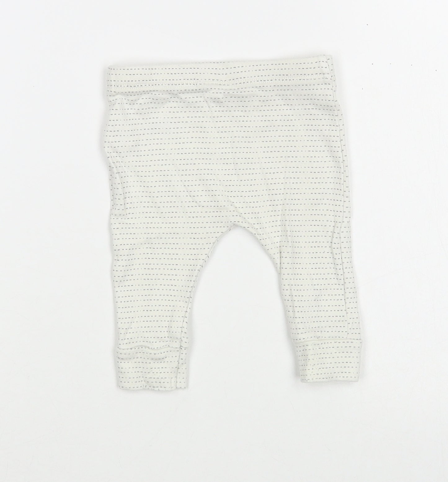 F&F Baby White Geometric Cotton Jogger Leggings Size 0-3 Months