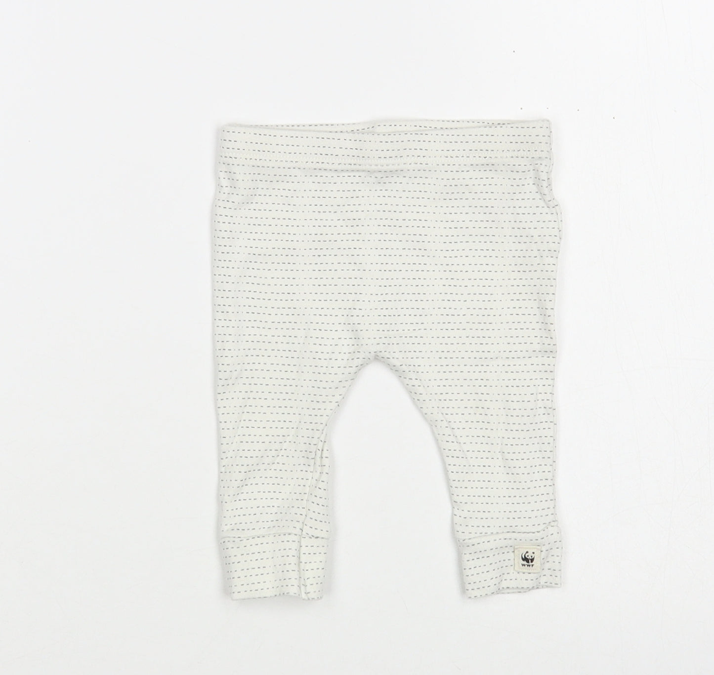 F&F Baby White Geometric Cotton Jogger Leggings Size 0-3 Months
