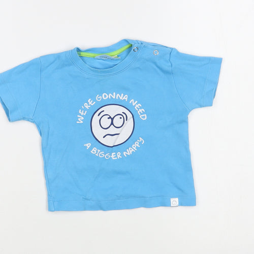 Hairy Baby Baby Blue  Cotton Basic T-Shirt Size 9-12 Months Crew Neck Snap
