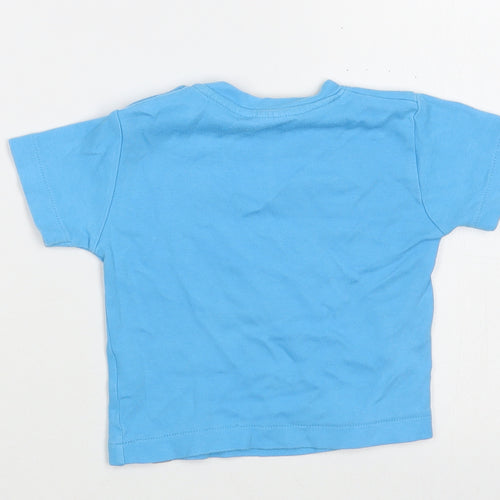Hairy Baby Baby Blue  Cotton Basic T-Shirt Size 9-12 Months Crew Neck Snap
