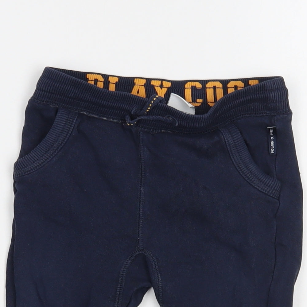 Polarn O. Pyret Baby Blue  Cotton Jogger Trousers Size 6-9 Months  Drawstring