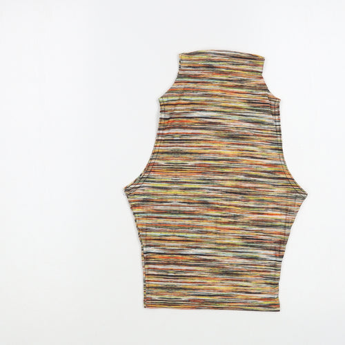 Vivichi Womens Multicoloured Striped Polyester Basic Tank Size 8 Mock Neck