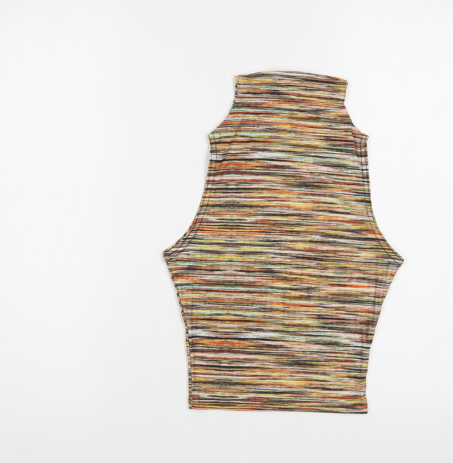 Vivichi Womens Multicoloured Striped Polyester Basic Tank Size 8 Mock Neck
