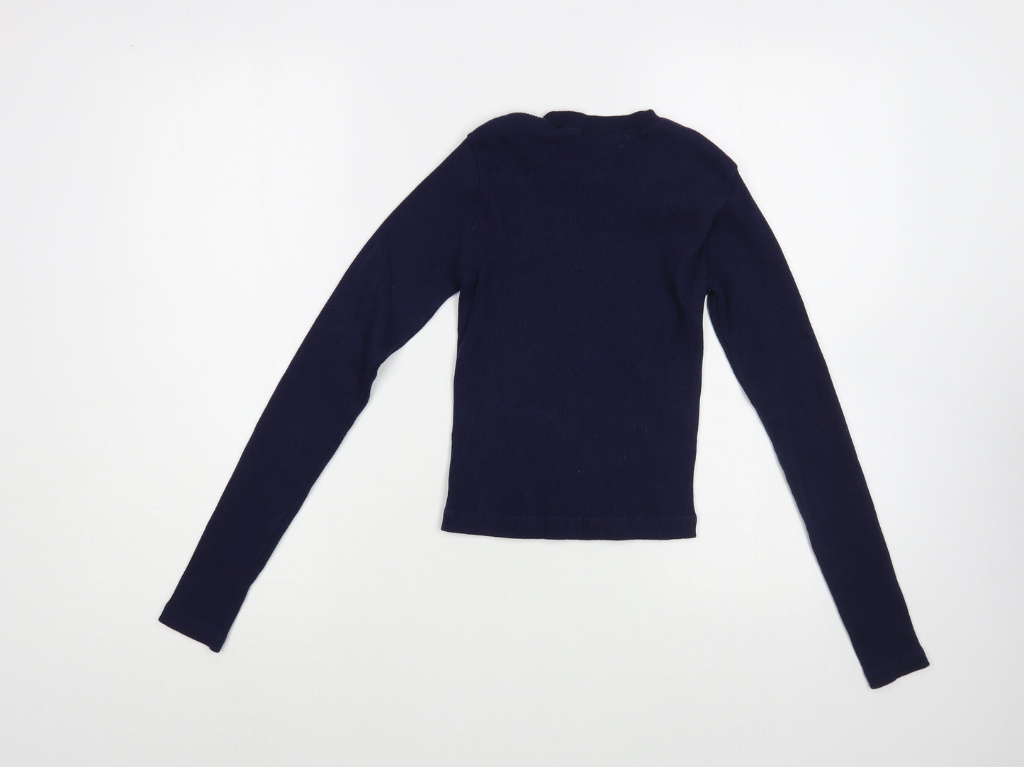 Pull&Bear Womens Blue Crew Neck  Cotton Pullover Jumper Size M   - Cropped
