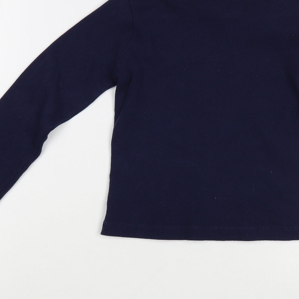 Pull&Bear Womens Blue Crew Neck  Cotton Pullover Jumper Size M   - Cropped