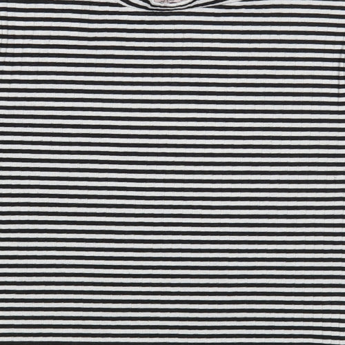 Miss Selfridge Womens White Striped Polyester Cropped Blouse Size 8 Crew Neck
