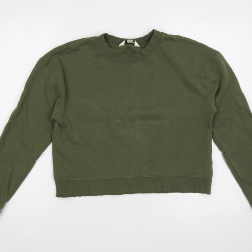 Miss Selfridge Womens Green  Cotton Pullover Sweatshirt Size 8  Pullover
