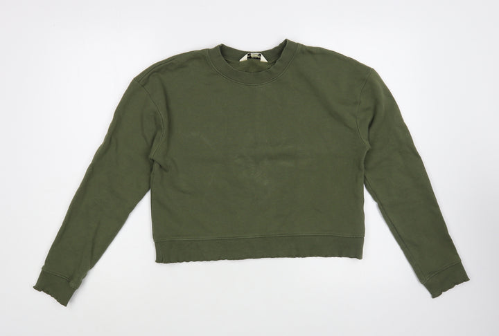 Miss Selfridge Womens Green Cotton Pullover Sweatshirt Size 8 Pullover