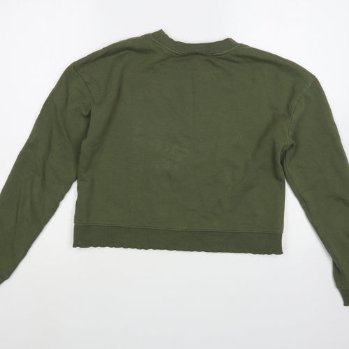 Miss Selfridge Womens Green  Cotton Pullover Sweatshirt Size 8  Pullover