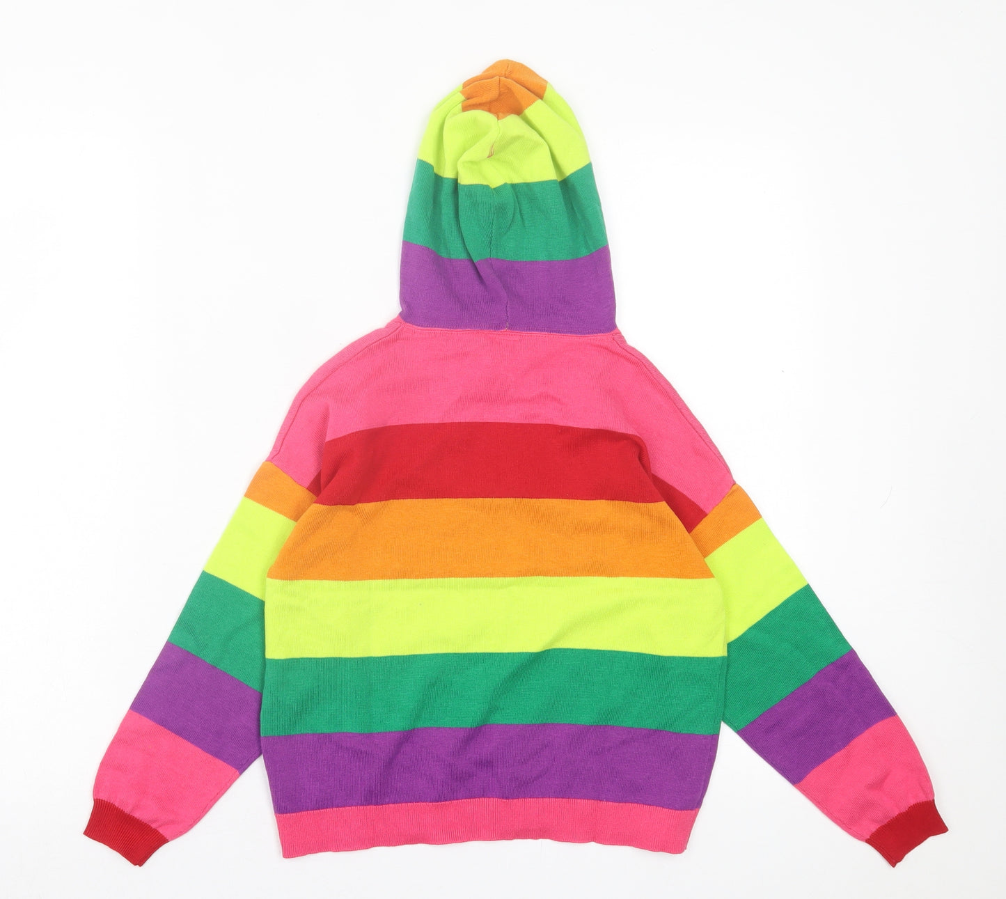 NEXT Girls Multicoloured Striped Cotton Pullover Hoodie Size 6-7 Years  Pullover