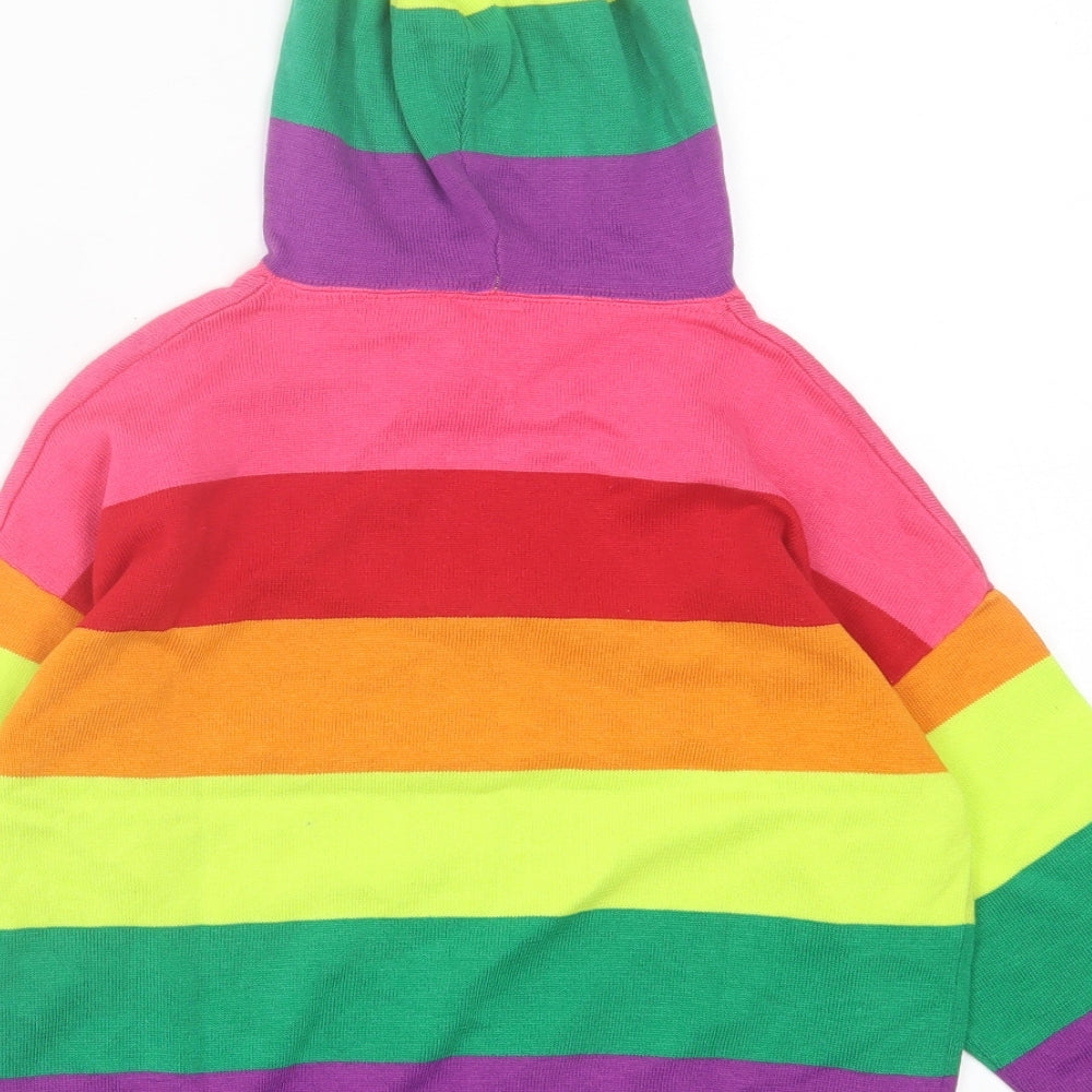 NEXT Girls Multicoloured Striped Cotton Pullover Hoodie Size 6-7 Years  Pullover