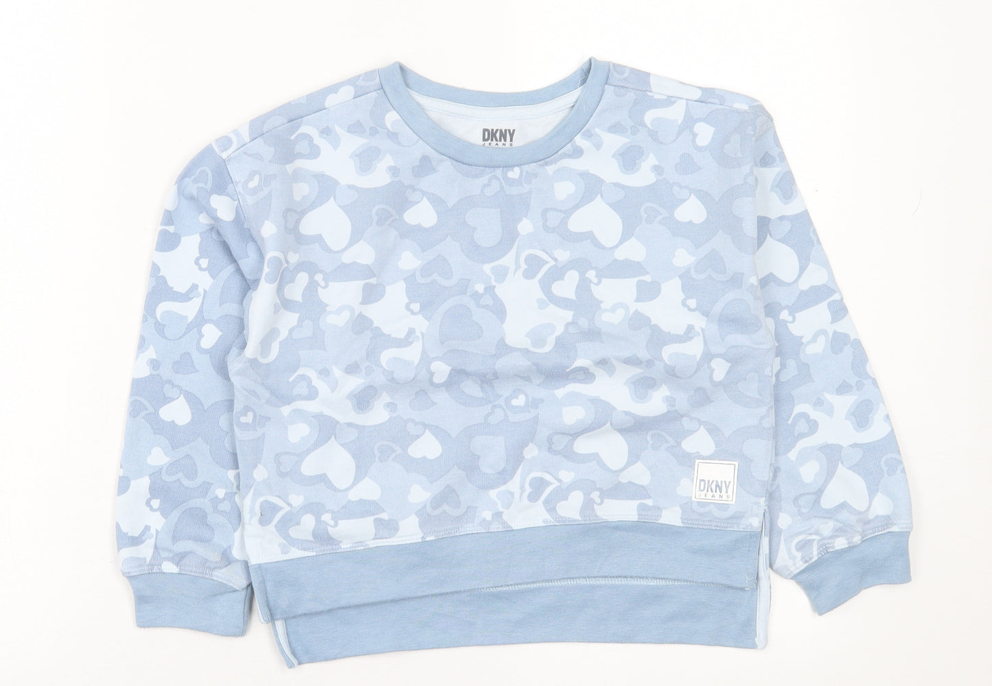 DKNY Girls Blue Geometric Cotton Pullover Sweatshirt Size 6 Years  Pullover