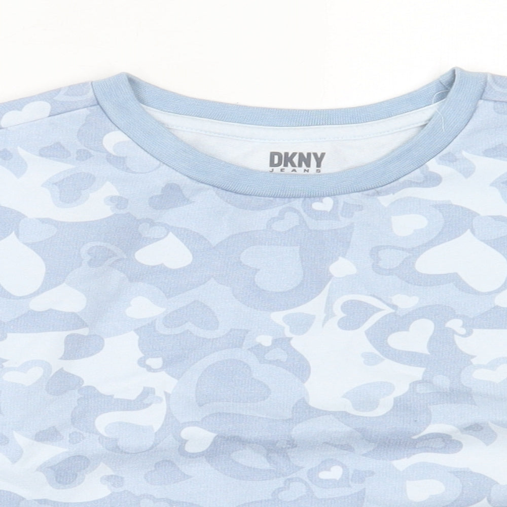 DKNY Girls Blue Geometric Cotton Pullover Sweatshirt Size 6 Years  Pullover
