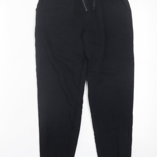 Dunnes Stores Womens Black  Cotton Jogger Trousers Size 26 in L25 in Regular Tie
