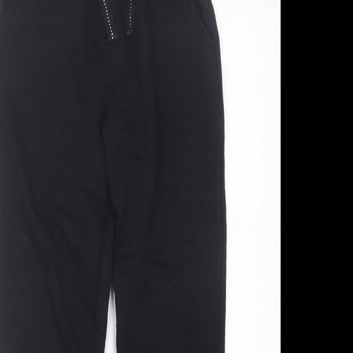 Dunnes Stores Womens Black  Cotton Jogger Trousers Size 26 in L25 in Regular Tie