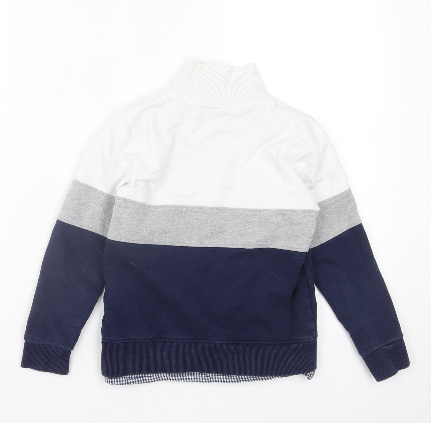 Maine Boys White Striped Cotton Pullover Sweatshirt Size 7-8 Years  Zip
