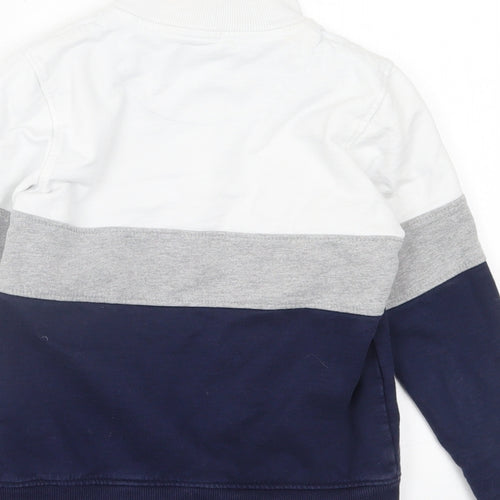 Maine Boys White Striped Cotton Pullover Sweatshirt Size 7-8 Years  Zip