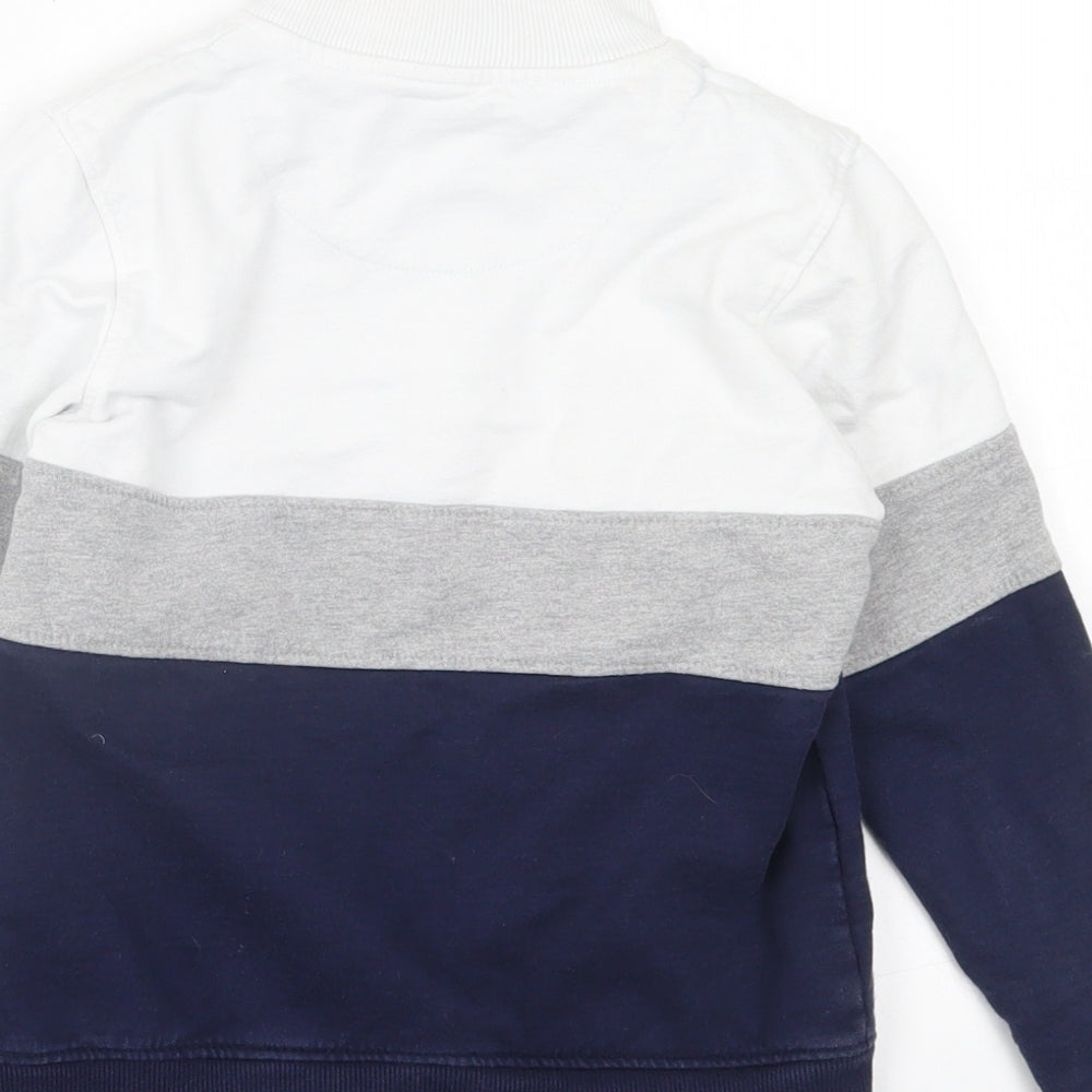 Maine Boys White Striped Cotton Pullover Sweatshirt Size 7-8 Years  Zip