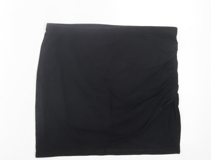 H&M Womens Black Cotton A-Line Skirt Size M