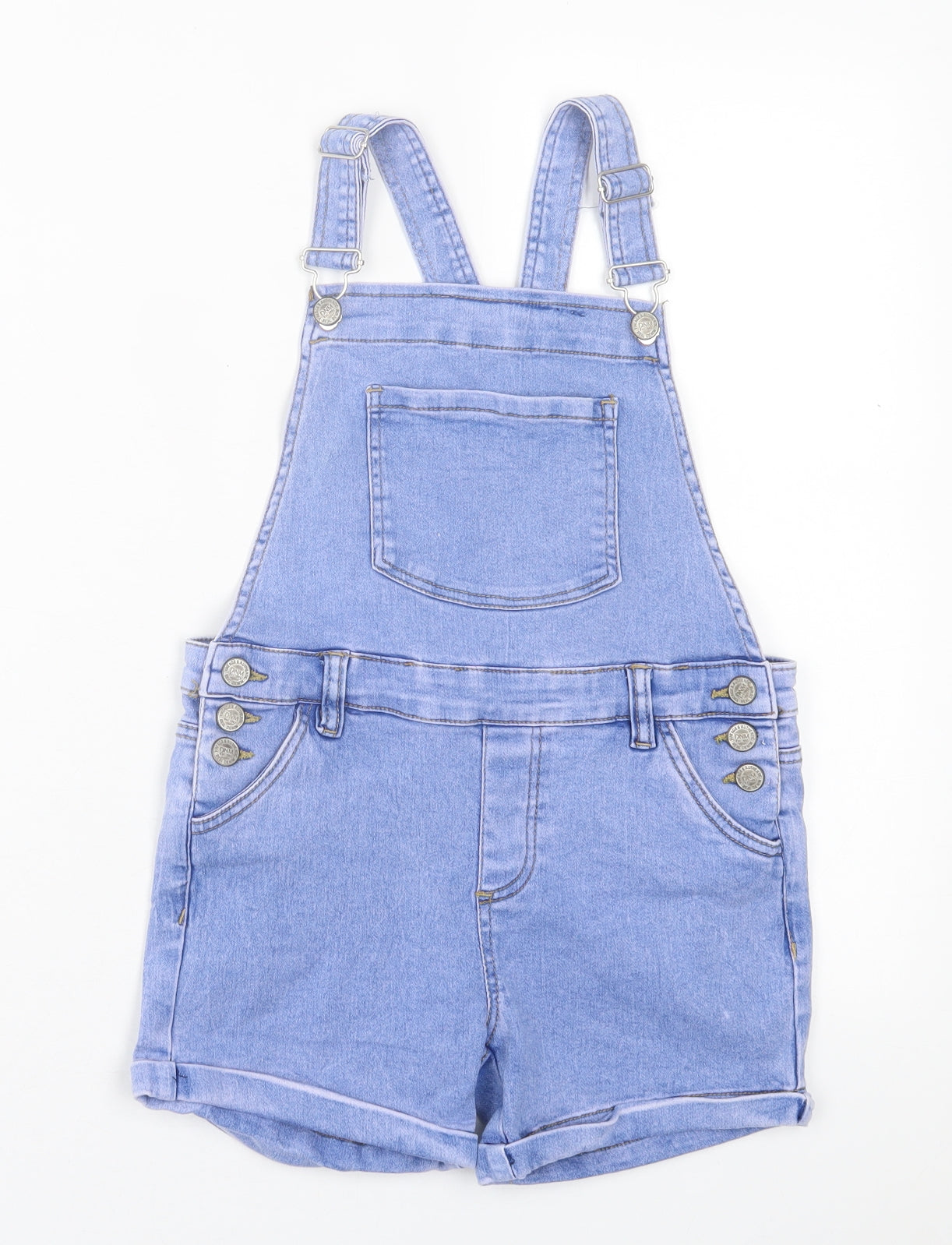 pep&co Girls Blue  Cotton Dungaree One-Piece Size 8-9 Years  Buckle