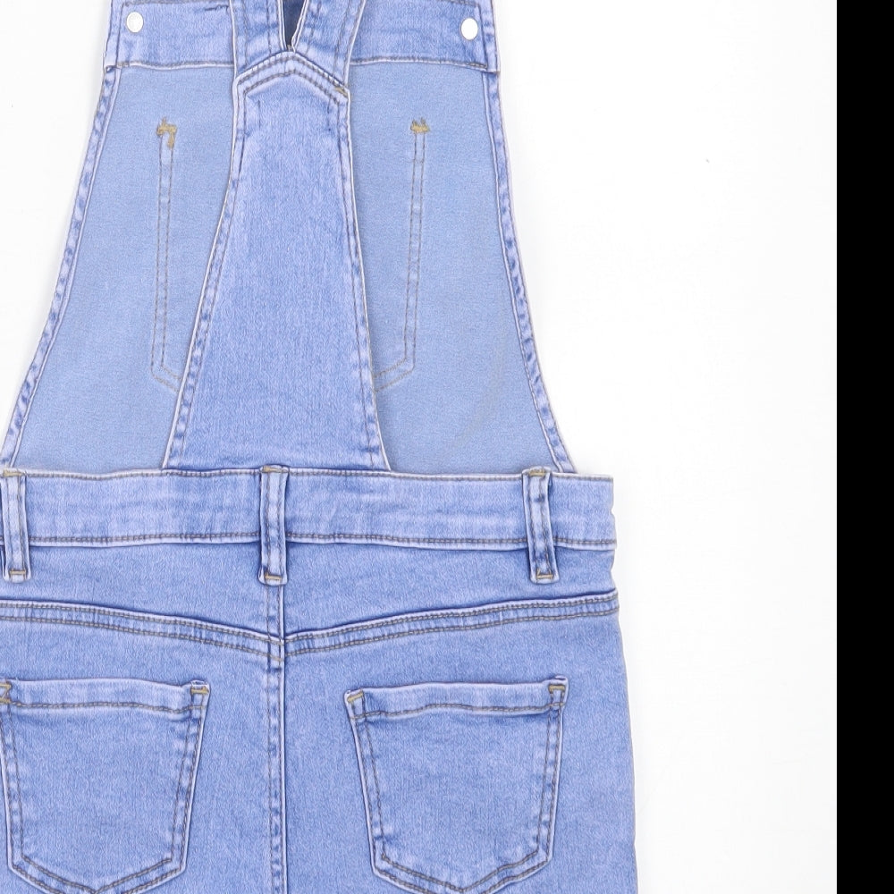 pep&co Girls Blue  Cotton Dungaree One-Piece Size 8-9 Years  Buckle