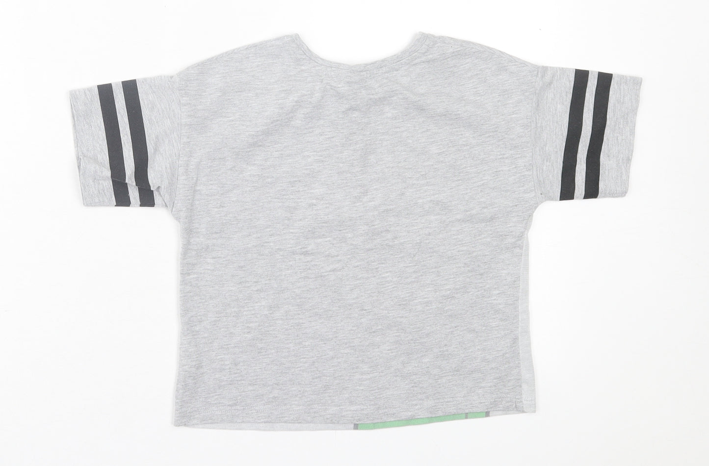 George Girls Grey  Cotton Basic T-Shirt Size 7-8 Years Crew Neck Pullover - Minecraft