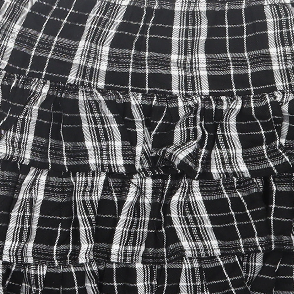 F7F Girls Black Plaid Viscose A-Line Skirt Size 10-11 Years  Regular Pull On
