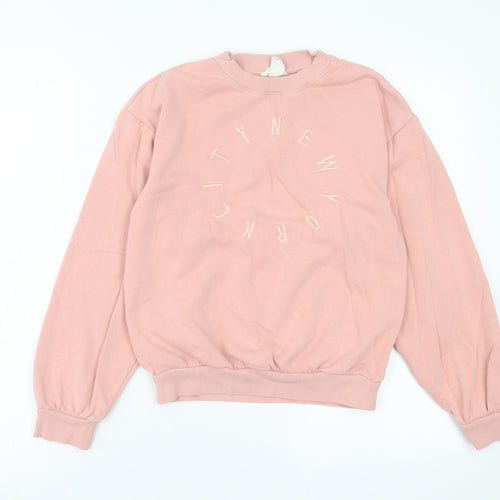 H&M Girls Pink  Cotton Pullover Sweatshirt Size 10-11 Years  Pullover