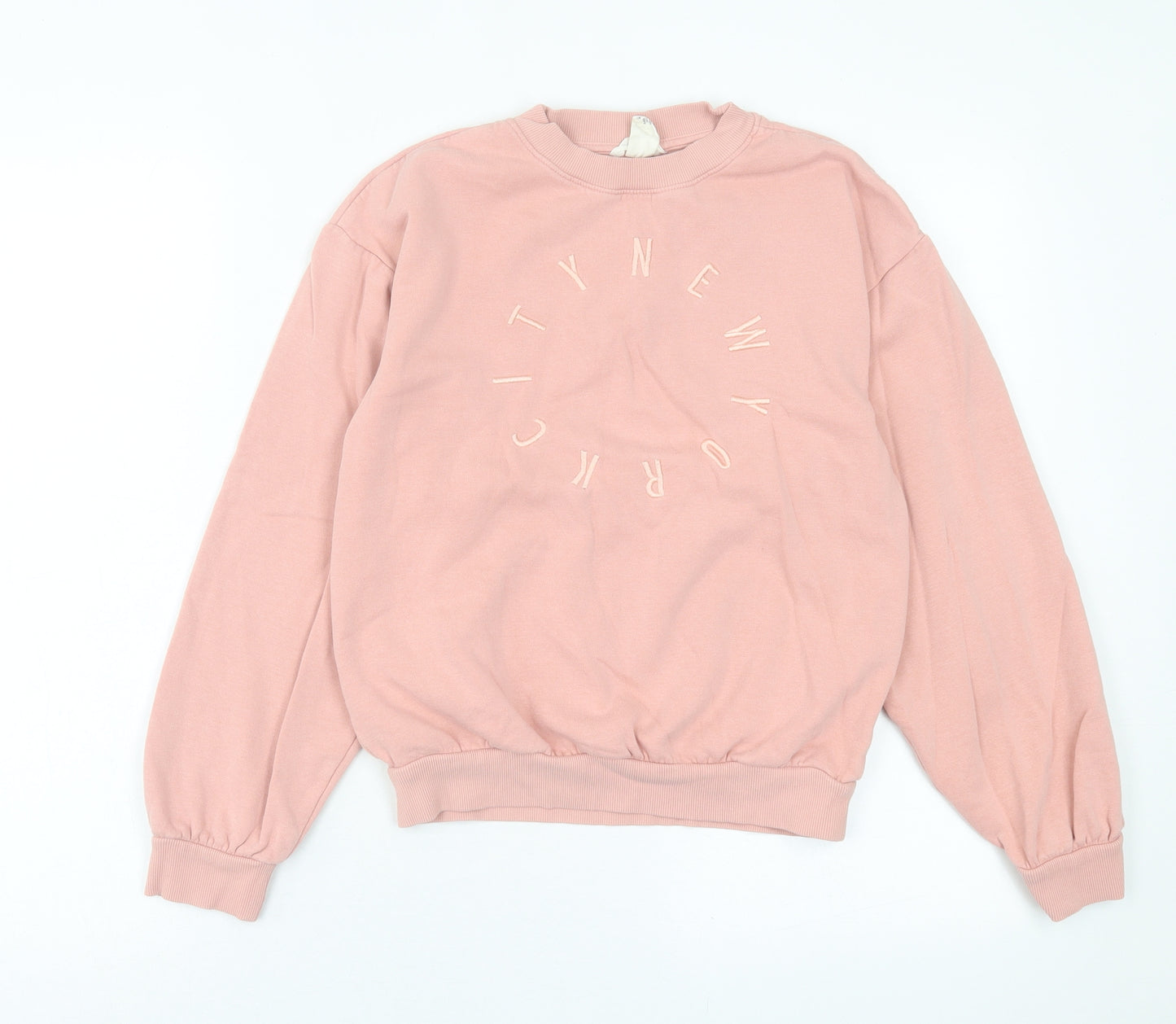 H&M Girls Pink  Cotton Pullover Sweatshirt Size 10-11 Years  Pullover