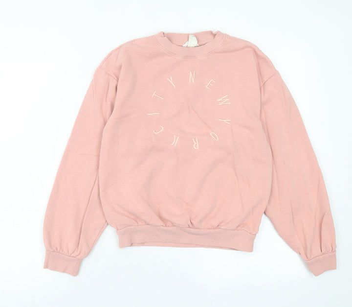 H&M Girls Pink  Cotton Pullover Sweatshirt Size 10-11 Years  Pullover