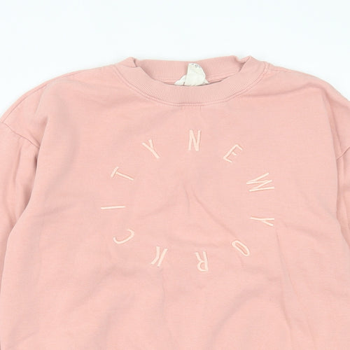 H&M Girls Pink  Cotton Pullover Sweatshirt Size 10-11 Years  Pullover