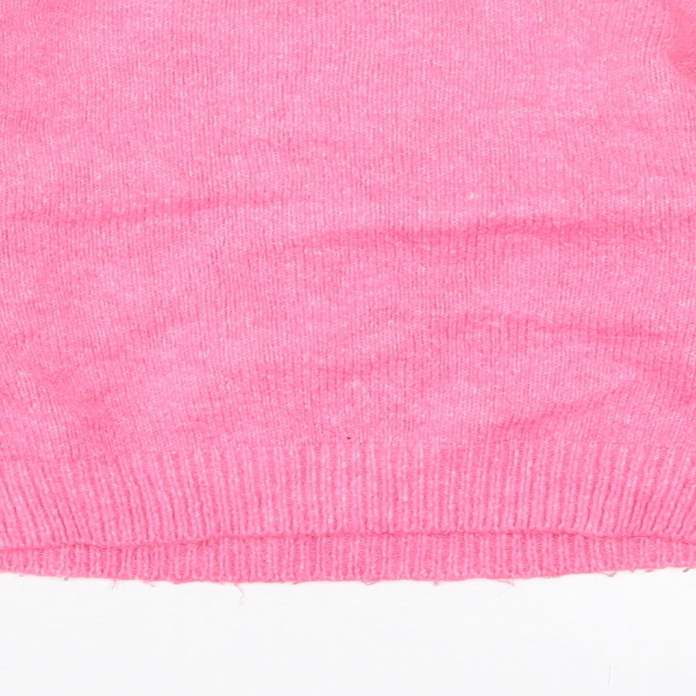 Matalan Girls Pink Crew Neck  Acrylic Pullover Jumper Size 10 Years  Pullover - Christmas
