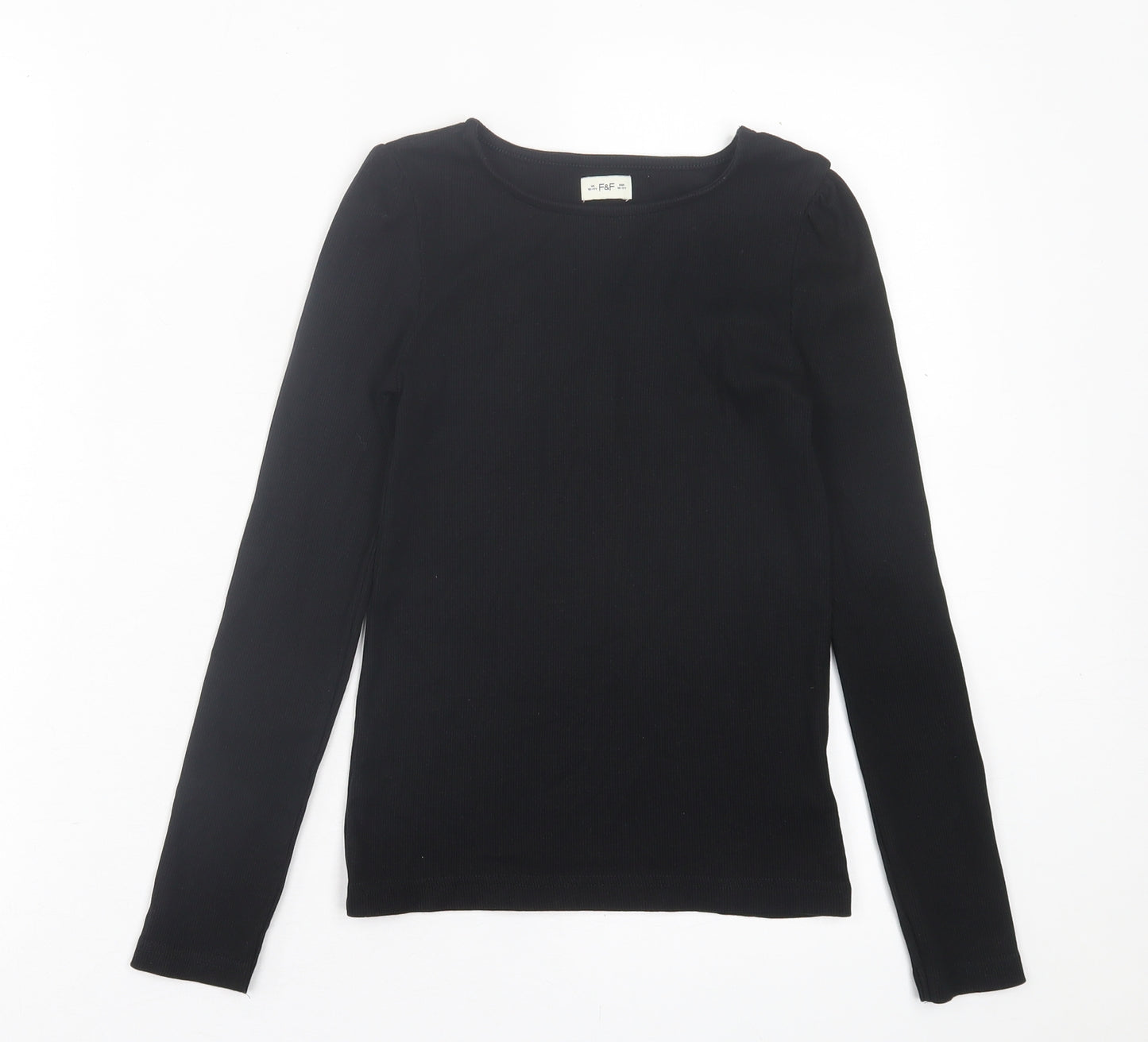 F&F Girls Black  Cotton Basic Casual Size 10-11 Years Crew Neck Pullover