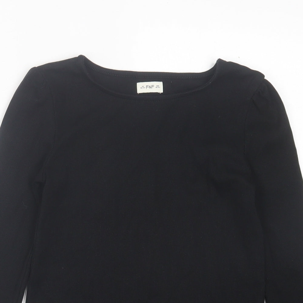 F&F Girls Black  Cotton Basic Casual Size 10-11 Years Crew Neck Pullover