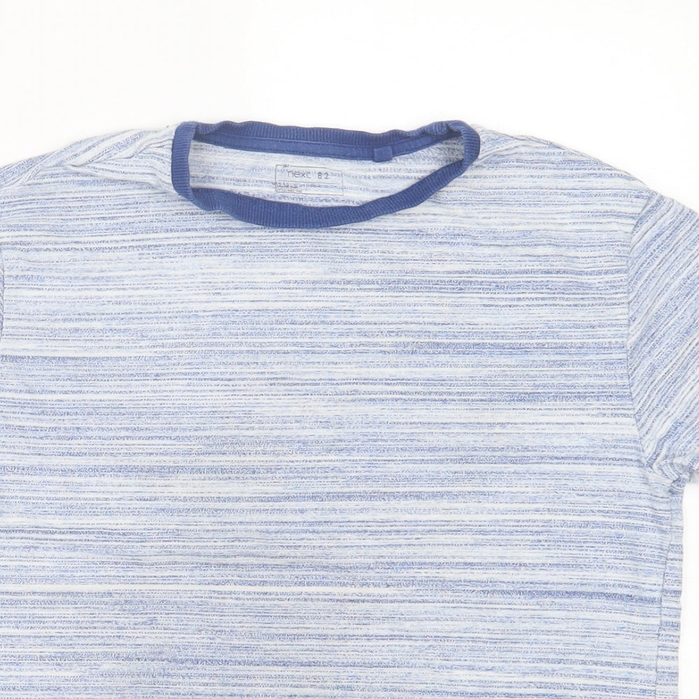 NEXT Boys Blue Striped Cotton Basic T-Shirt Size 10 Years Crew Neck Pullover