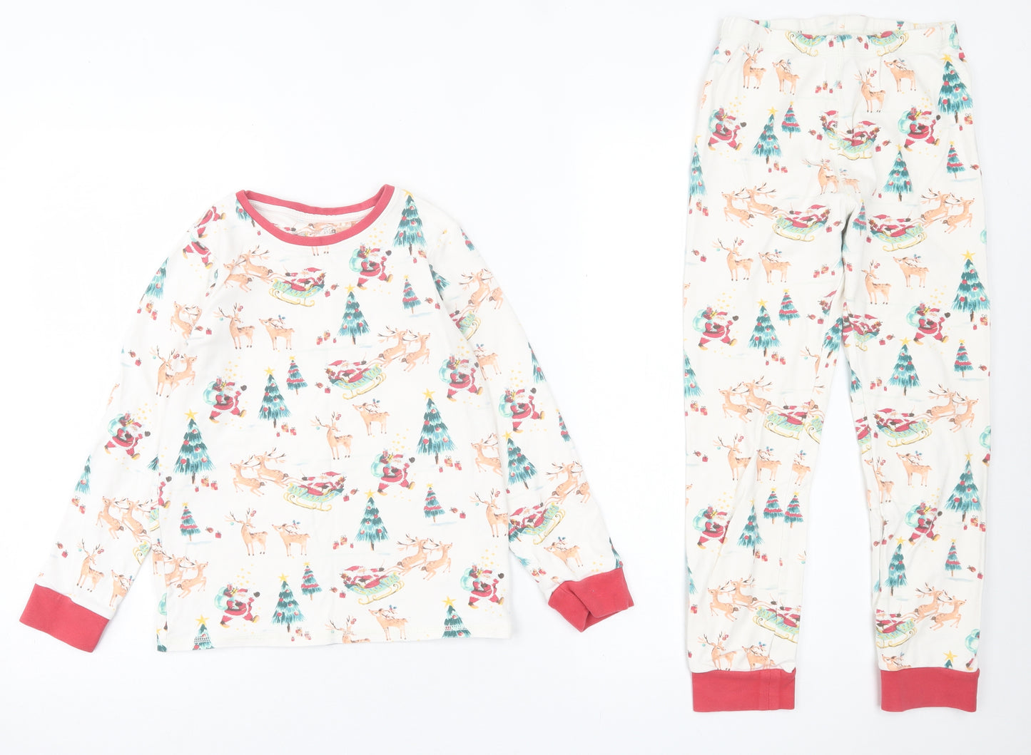 NEXT Girls Multicoloured Geometric Cotton Capri Pyjama Set Size 10 Years  Pullover - Christmas