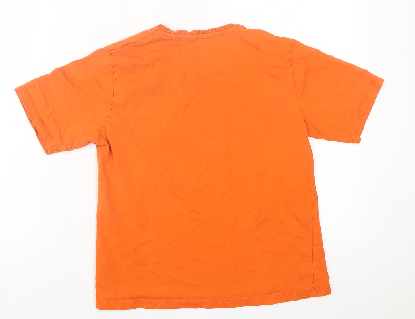 name it Boys Orange  Cotton Basic T-Shirt Size 11-12 Years Crew Neck Pullover