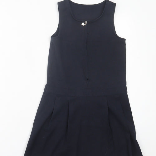 F&F Girls Blue  Polyester A-Line  Size 7-8 Years  Crew Neck Zip - School Wear