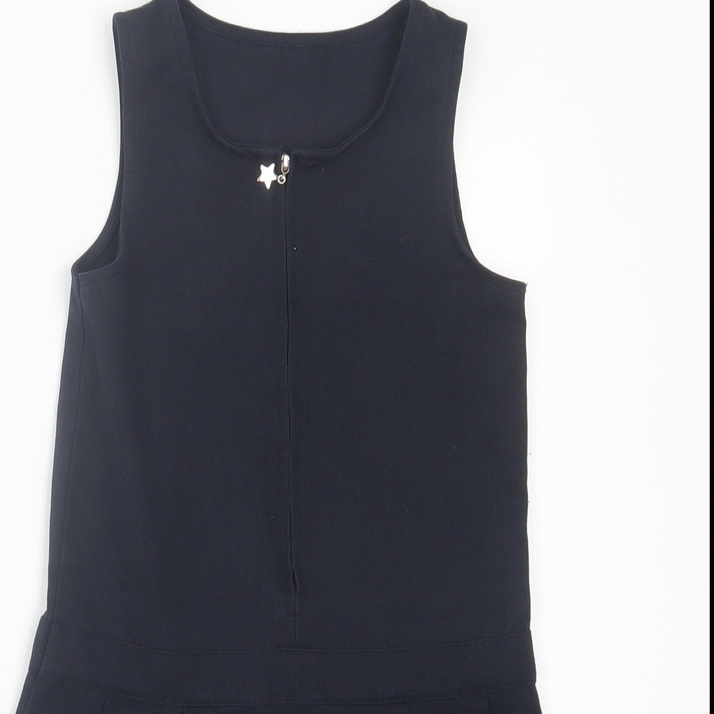 F&F Girls Blue  Polyester A-Line  Size 7-8 Years  Crew Neck Zip - School Wear