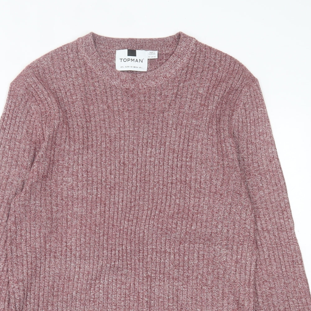 Topman Mens Purple Crew Neck  Acrylic Pullover Jumper Size L