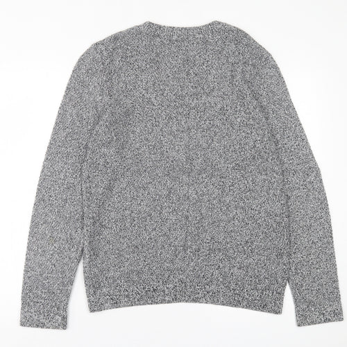 Topman Mens Grey Crew Neck  Acrylic Pullover Jumper Size S