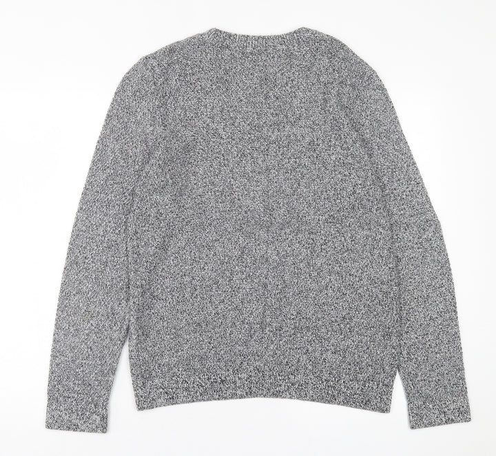 Topman Mens Grey Crew Neck  Acrylic Pullover Jumper Size S