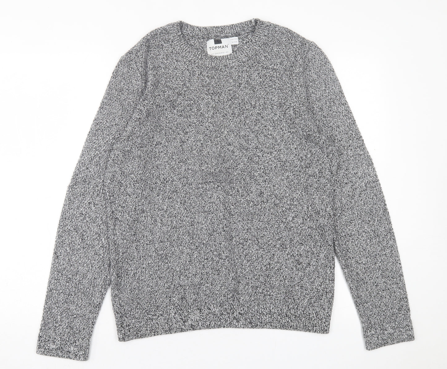 Topman Mens Grey Crew Neck  Acrylic Pullover Jumper Size S
