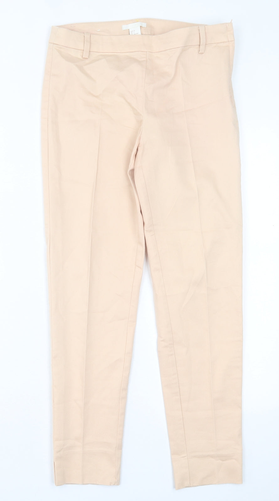 H&M Womens Pink  Cotton Trousers  Size 8 L26 in Regular Zip