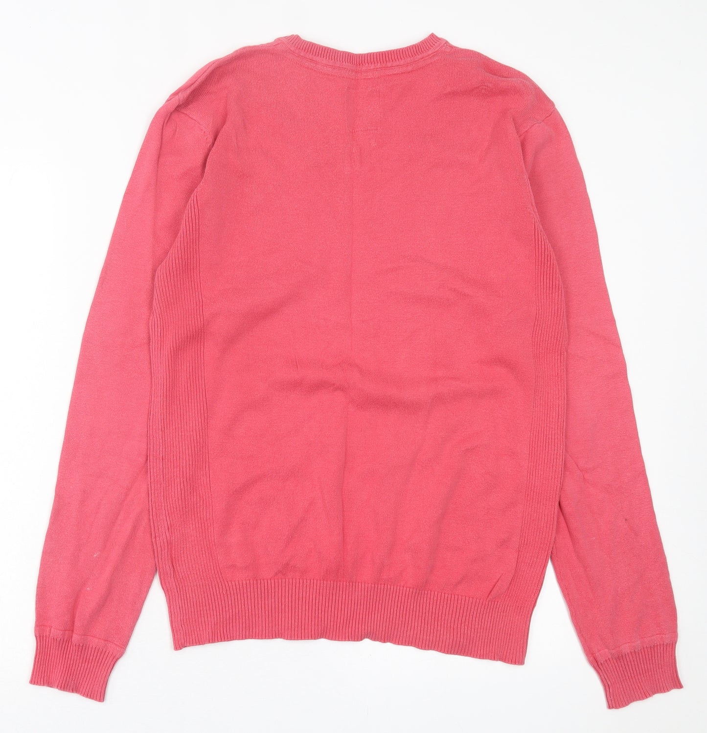 Holmes & Co Mens Pink V-Neck  Cotton Pullover Jumper Size M