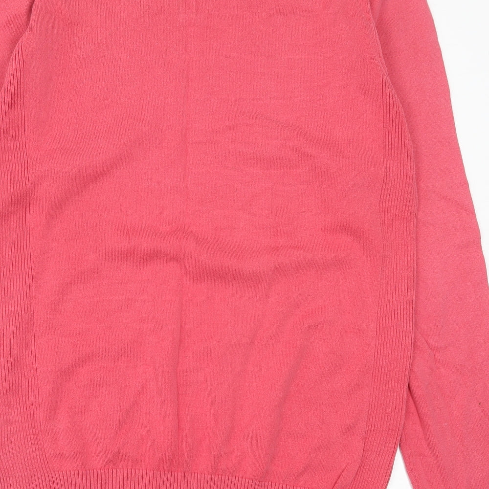Holmes & Co Mens Pink V-Neck  Cotton Pullover Jumper Size M